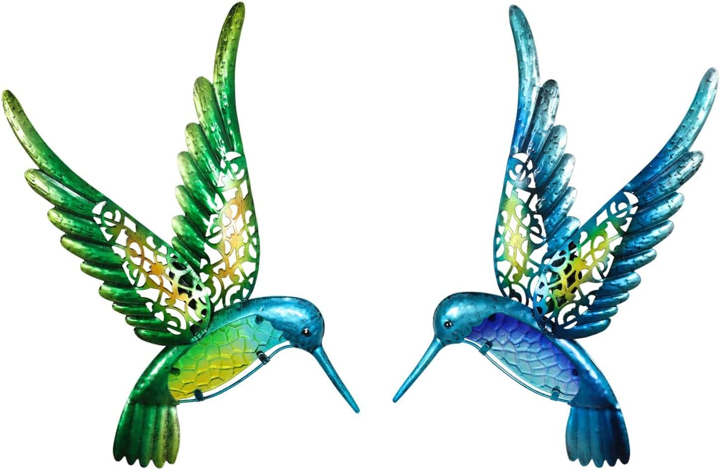 Plaques & Wall Art - HONGLAND Metal Hummingbird Wall Art 15inch Metal Birds Wall Sculpture Garden Decoration Outdoor Statue Patio Fence Hanging Plaques 2 Pack