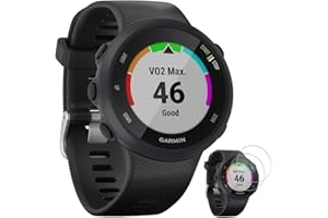 Garmin Forerunner 45 GPS Running Watch 45mm Black (010-02156-05) with Deco Gear Forerunner 45/S Tempered Glass Screen Protector 2-Pack