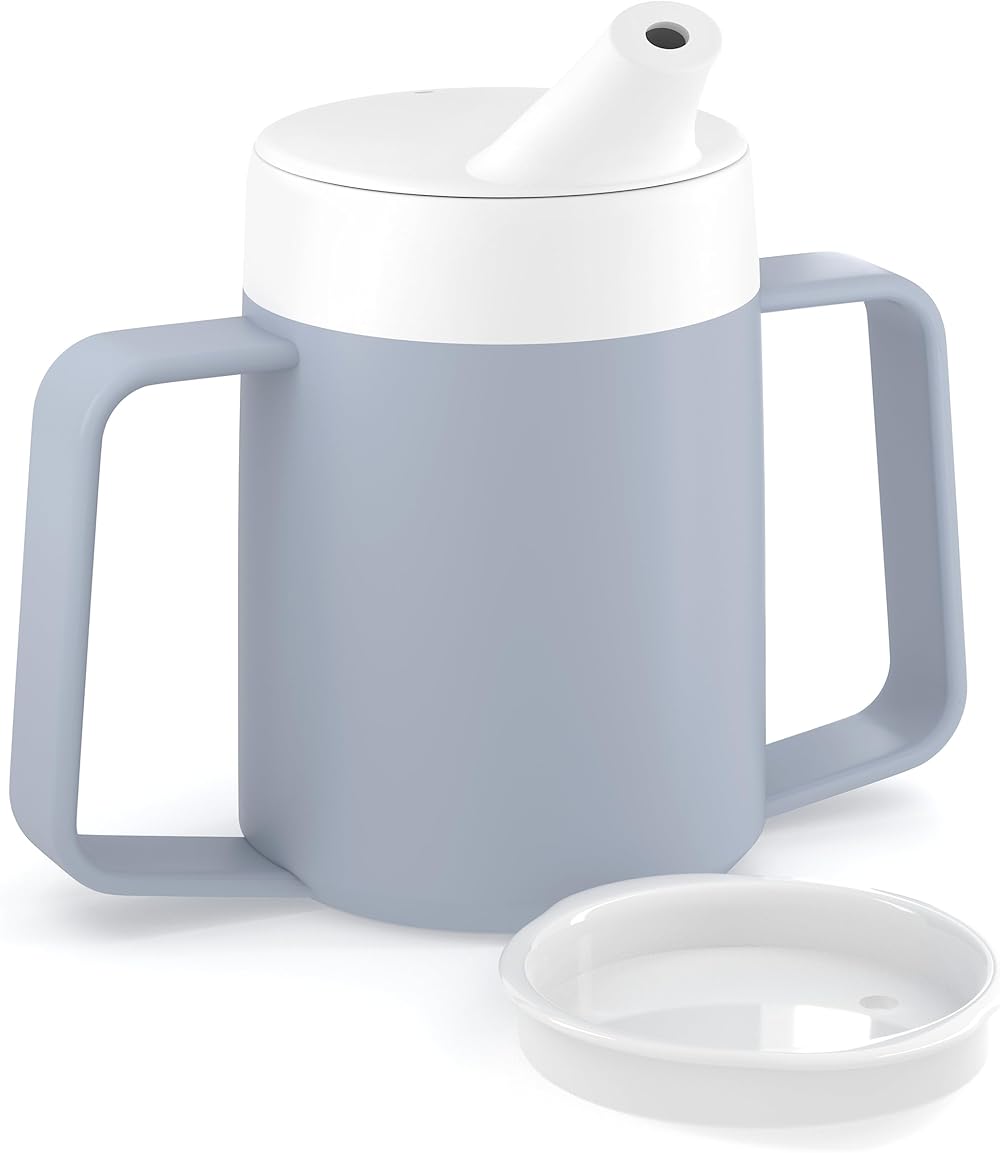 JFA Supplies 165ml Grey Adult Drinking Mug with Two Lids Non Spill