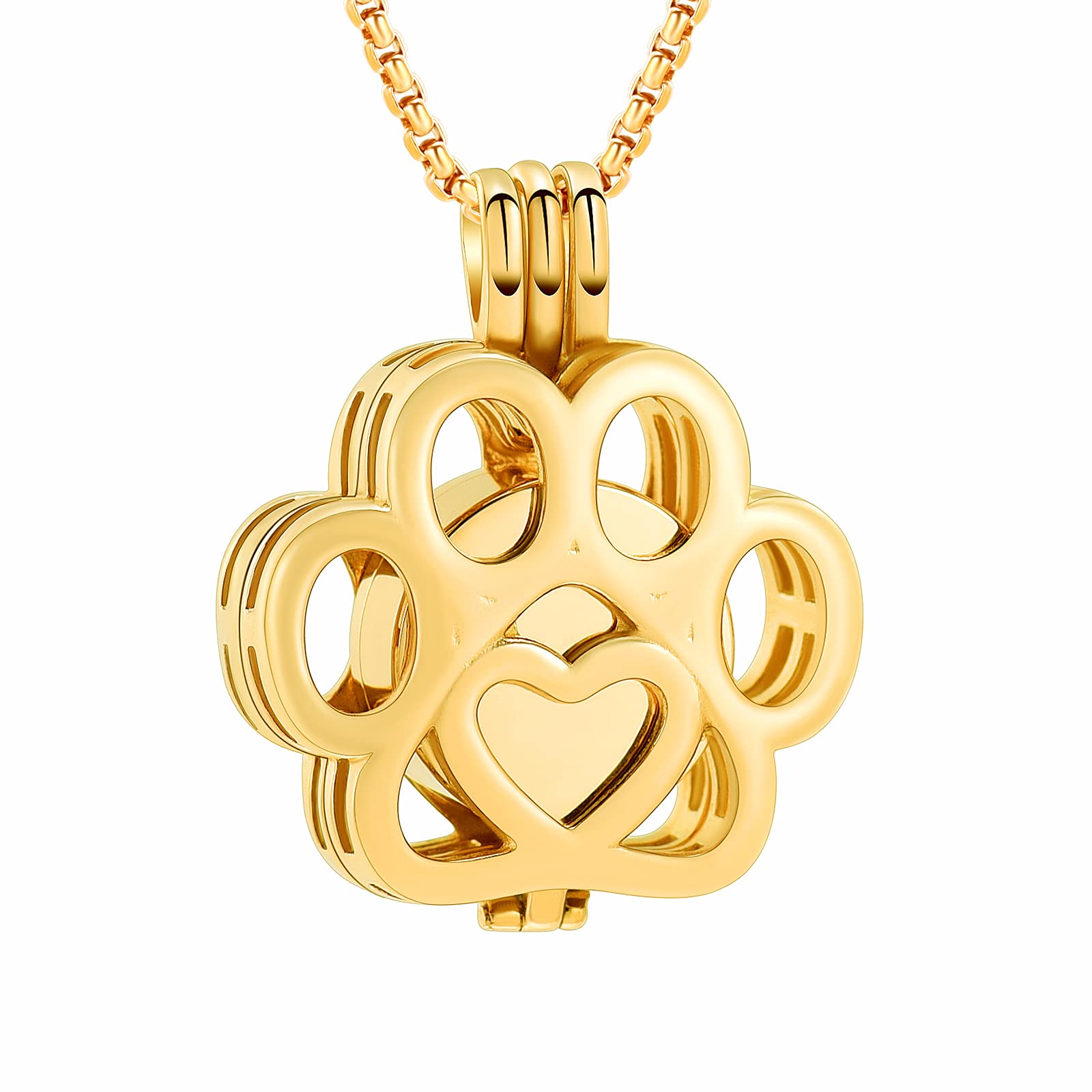 Pet Cremation Jewelry For Ashes For Dog/Cat Paw Stainless Steel Memorial Locket Urn Necklace Inside Mini Case Keepsake Cremation Jewelry Women Men, 0.78 * 0.86, 316L, Crystal