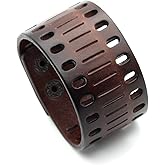 Xusamss Punk Jewelry Wristband Hollow Wide Leather Arm Cuff Bracelet