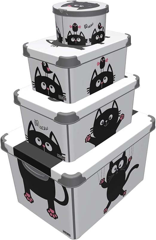 Maqio 22 Litre Large Plastic Storage Boxes Stockholm Deco IML Print Box