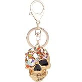 Skull Key Keychains 3D Creative Novelty Blings Crystal Skull Animal Keyrings for Women Girl Charm Purse Handbag Gift