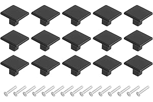uxcell 15Pcs Square Cabinet Knobs, 1.2 Inch Square Kitchen Cabinet Knob Aluminum Alloy Solid Drawer Knob Handle Pulls for Kit