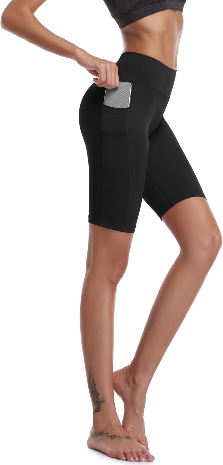 Cadmus Women's Stretch Workout Biker Shorts with Pocket: Clothing