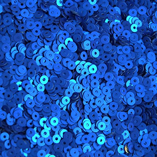 3mm Round Flat Sequins Royal Blue Matte Silk Frost. Made in USA