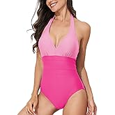 Cromi One Piece Swimsuit for Women Halter Bathing Suit V Neck Backless Swim Suits