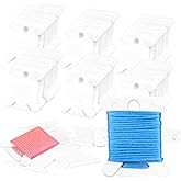 RAINFLOW Plastic Embroidery Floss Bobbins - White Embroidery Floss Organizer for Cross Stitch Yarn Bobbin Winder for Sewing T