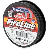 Beadalon FireLine Microfused Braided Beading Cord Thread, Smoke - 6LB/50 YD | Polyethylene, Synthetic Thread, Size .006", Near-Zero Stretch, Jewelry Making, Seed Bead Weaving, Fishing, DIY craft projects