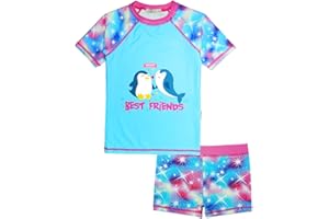 weVSwe Girls Rash Guard Swimsuit Rare Hem Cuffs Bathing Suit UPF 50+ Protection