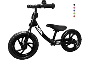 Jollito® 12" Lightweight No-Pedal Kid’s Balance Bike/Air-Free Tires with Bell Height Adjustable (2-6 Yrs) Indoor/Outdoor Colo