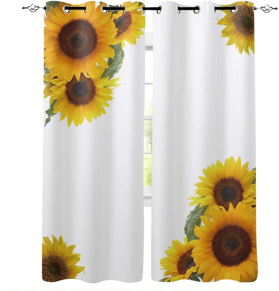 T&H Home Draperies & Curtains Set, Sunflower Curtain by