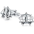 Attorney Legal Judge Lawyer Scales Of Justice Libra Shirt Cufflinks For Men Executive Gift Oxidized .925 Sterling Silver Bullet Hinge Back