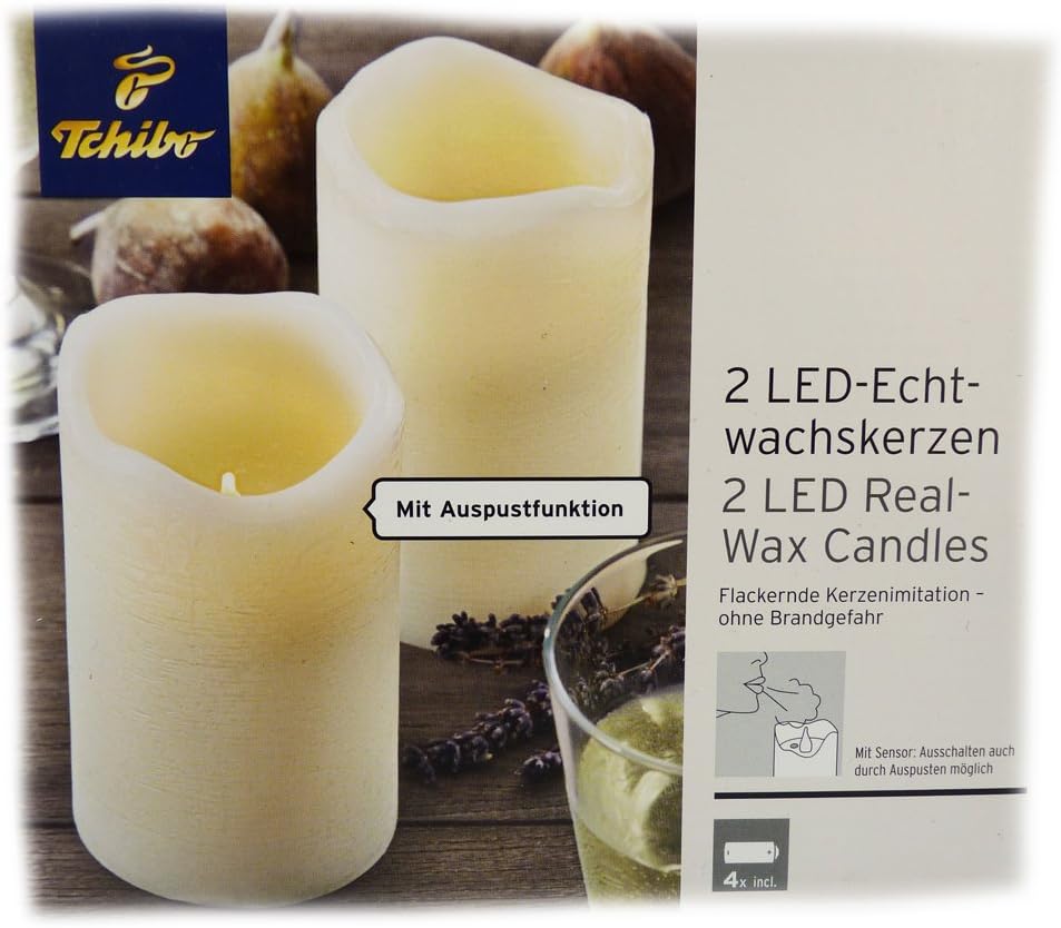 Tchibo Tcm 2 Led Echtwachskerzen Kerze Mit Sensor Auspusten Amazon De Kuche Haushalt