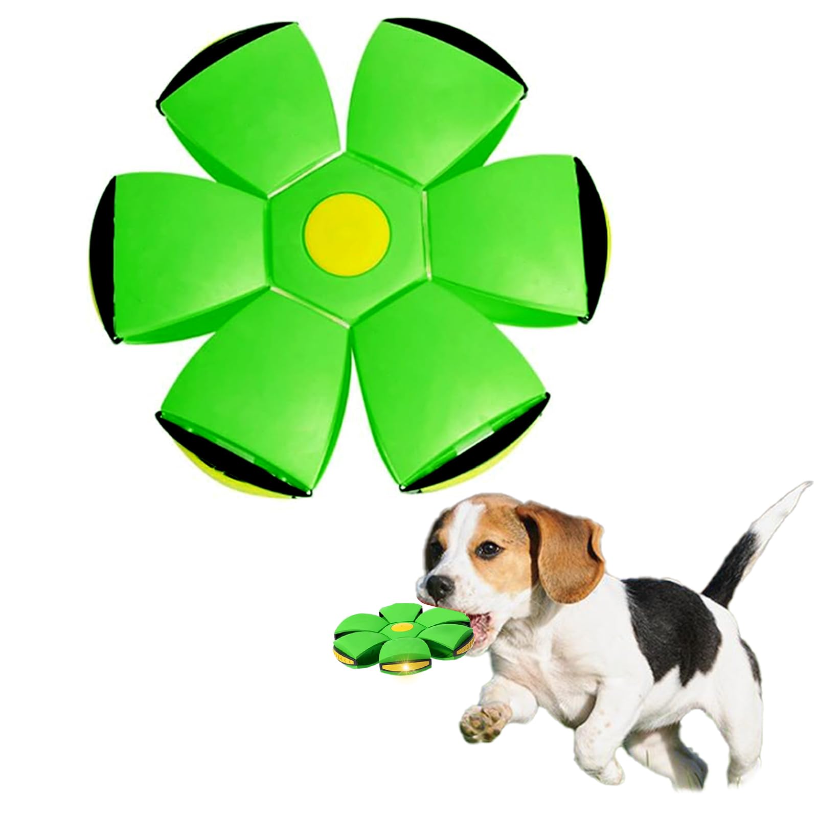 Photo 1 of BADWALT Pet Toy Flying Saucer Ball, Flying Saucer Ball Dog Toy with 3 Light for Interactive Dog,Cats, Children's Foot Ball,Outdoor Games,Camping Games-Green               