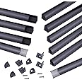 Muzata 10Pack 6.6FT/2M V-Shape LED Channel System with Transparent Smoky Black Cover Lens, Black Aluminum Extrusion Profile Housing Tape Lights V1SW BB 2M