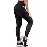 RAYPOSE Womens Workout Leggings for Women with Pockets Plus Size Gym High Waist Capri Yoga Pants Women with Mesh Cut Out