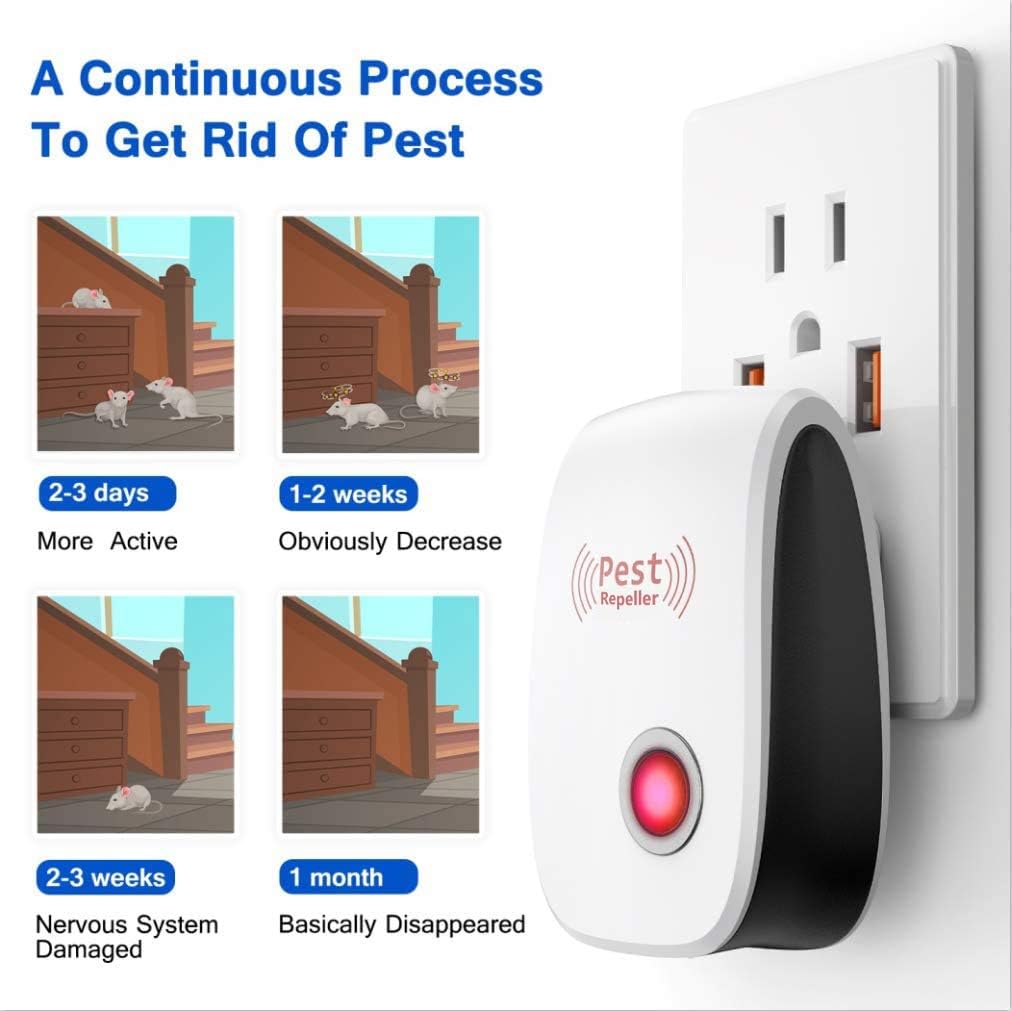 Ultrasonic Plug in Repellent Electronic Defender for Home Office Warehouse Hotel Red Color(6 Pack) : Garden & Outdoor