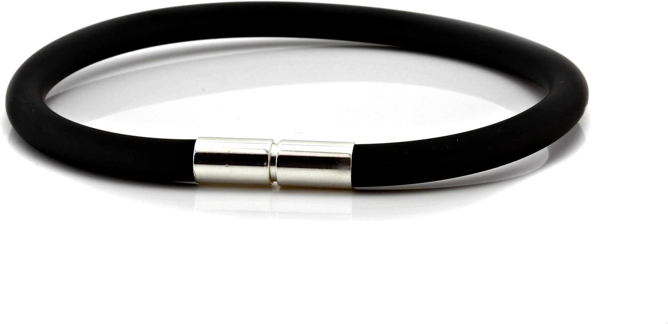 Mens Thick Rubber Bracelet-Sterling Silver Push & Twist Clasp-Handmade 5mm Rubber Wristband By Carla Marie Jewellery
