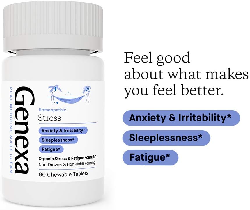 Genexa Stress - 60 Tablets | Certified Organic & Non-GMO, Physician Formulated, Homeopathic | Stress & Fatigue Remedy: Health & Personal Care