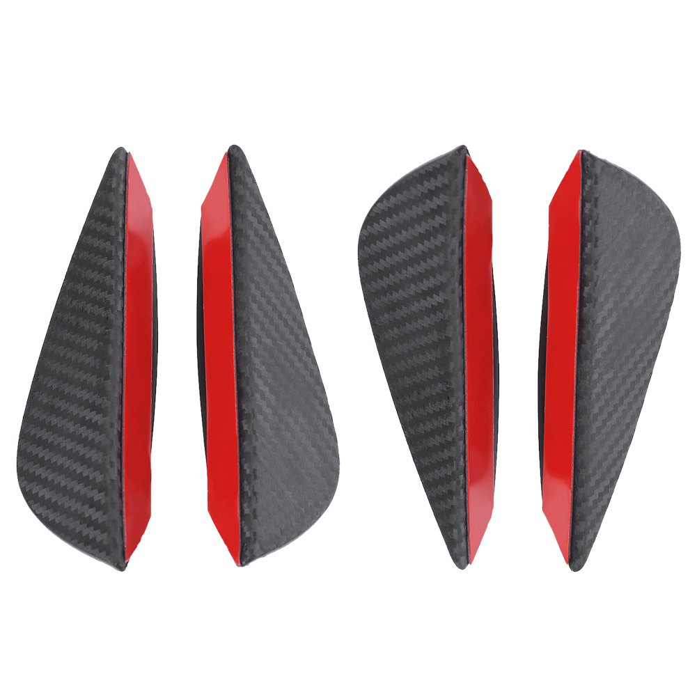 Front Bumper Lip, 4Pcs Universal Carbon Fiber Car Front Bumper Fins Lip, Car Driving Air Drag/Pressure Reduce Spoiler Canards Trim Kit with Adhesive Tape