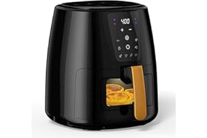 6 QT Large Digital Air Fryer with Window For Kitchen Use,Nonstick Made,Touchscreen Display,180-400F,Customized Temp/Time,NonS