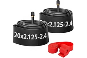 LOXAN 20x2.125-2.40 Bike Inner Tubes, 2 Pack 20 X 2.125 2.20 2.25 2.30 2.35 2.40 Heavy Duty Bicycle Tire Tubes with 2 Pcs Rim Strip for 20" BMX Bike Mountain Bike, Schrader Valve