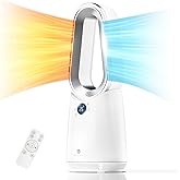 ULTTY Space Heater and Bladeless Tower Fan Combo with Remote, 80°Oscillation, 9 Speeds and 3 Heating Modes, 8H Timer, LED Dis