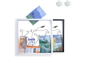 VIAVIC Travel Box for Memories, Ticket Shadow Box, Life Box, Shadow Box with Slot, Travel Gifts (Airplane-White, 12x12)