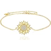 KECHO 14k Yellow Gold Sunflower Jewelry for Women, Fine Gold You are My Sunshine Jewelry Gifts for Her
