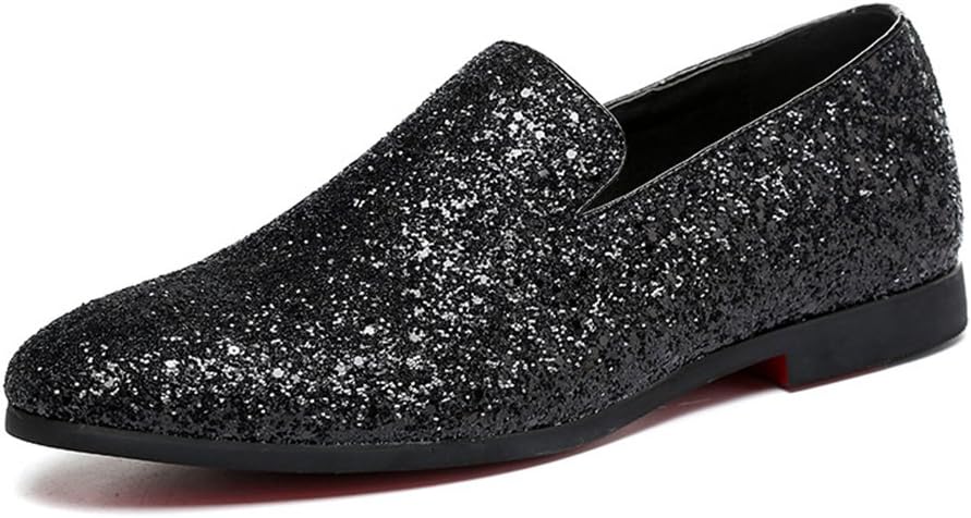 NXY Men Loafer Metallic Textured Slip-on Glitter Fashion Slipper Moccasins