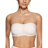 Vertvie Women's Wireless Strapless Bra Push Up Non-Slip Silicone Bandeau Bralette Tube Top Bra (White,Large)
