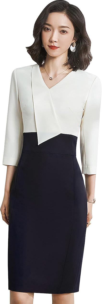 Amazon レディース 3 4 スリーブ ワンピースドレス サマー 洗える 通勤 人気 女性の職業 仕事 事務服ol 卒業式 慶事 セレモニー 卒園式 七五三 お宮参り 代 30代 40代 母 発表会 謝恩会 Ladies Dress ワンピース チュニック 通販