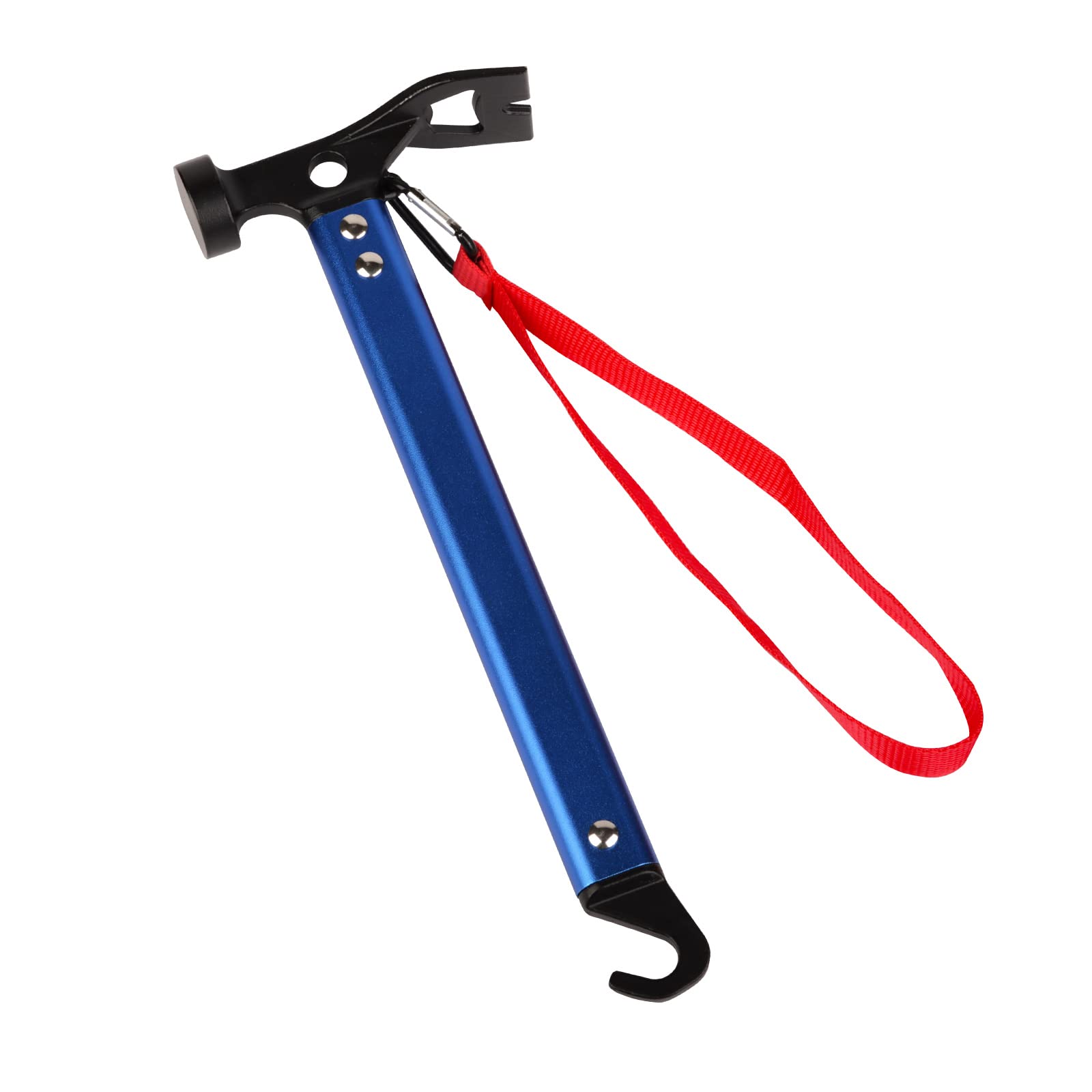 Photo 1 of Carbon Steel Aluminum Camping Hammer, 12" Small Lightweight Three-in-One Functional Tent Stake Hammer for Hiking Kit Blue