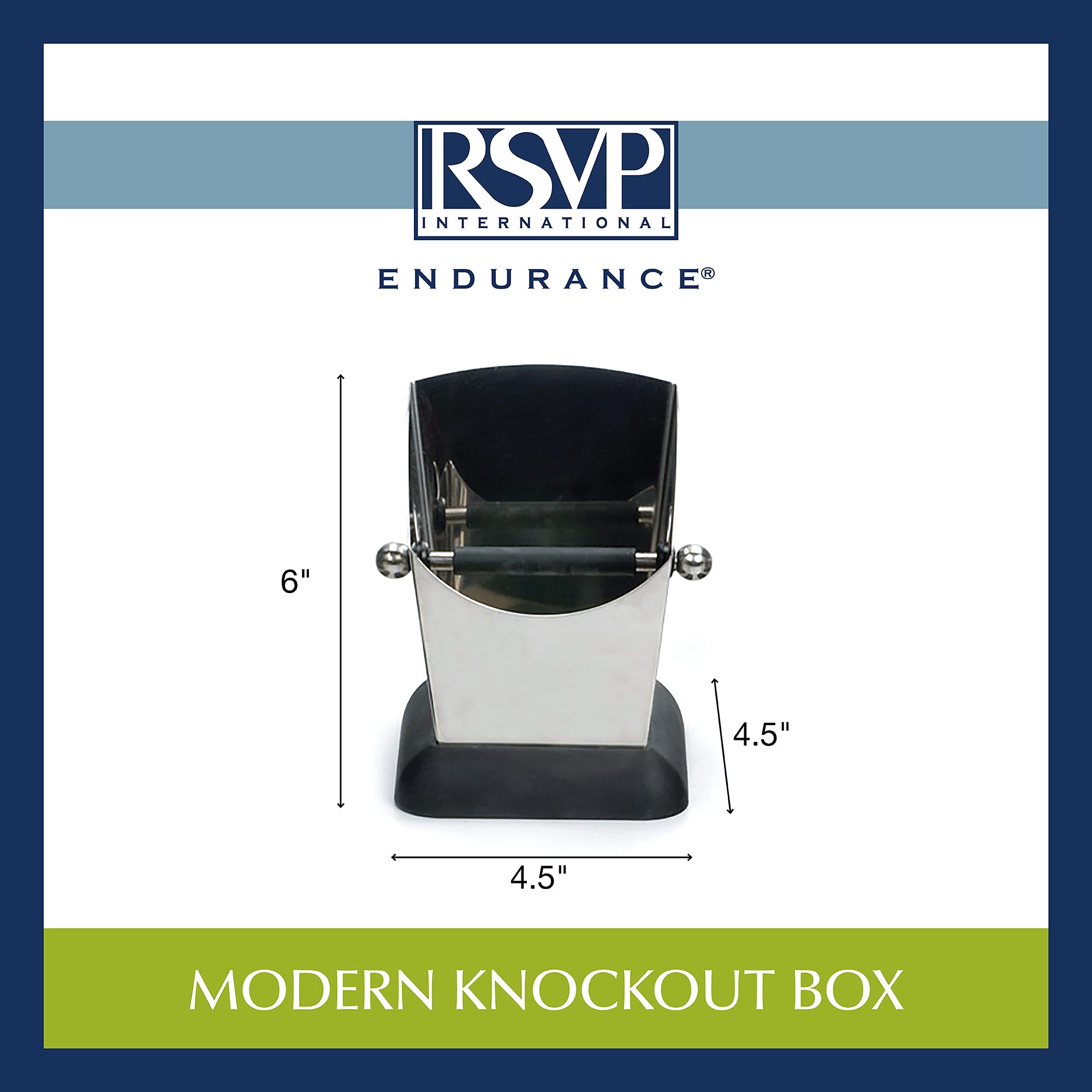 RSVP International Espresso Coffee Kitchen Tool Home and Commercial Use, Knock Box, Stainless Steel