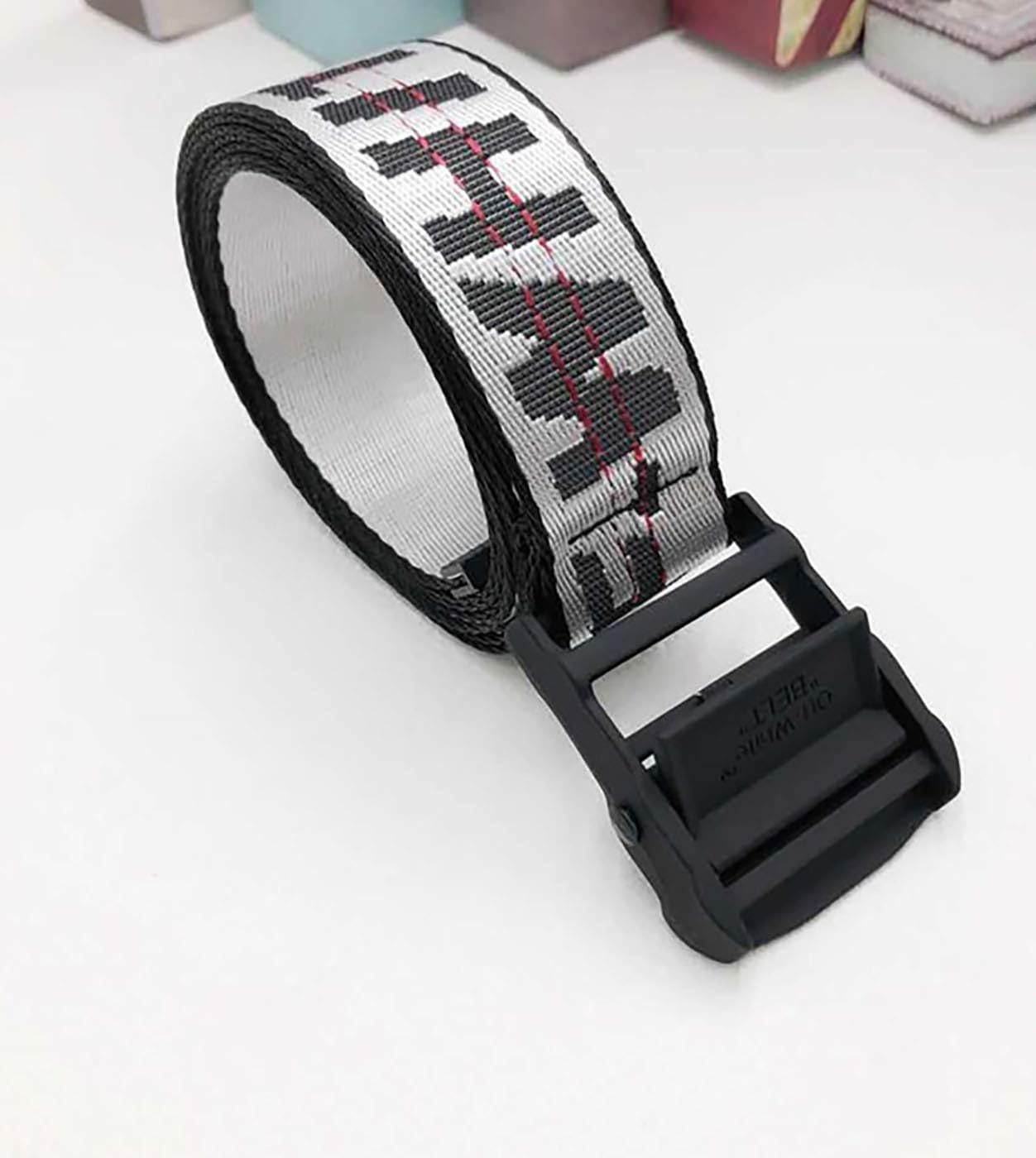 OFF OW Industrial Unisex Belt Adjustable Yellow Designer Buckle Waist Belts