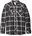 Dickies Men's Regular Fit Long Sleeve Brushed Flannel Plaid Western Shirt, Black/Steel Grey, Large