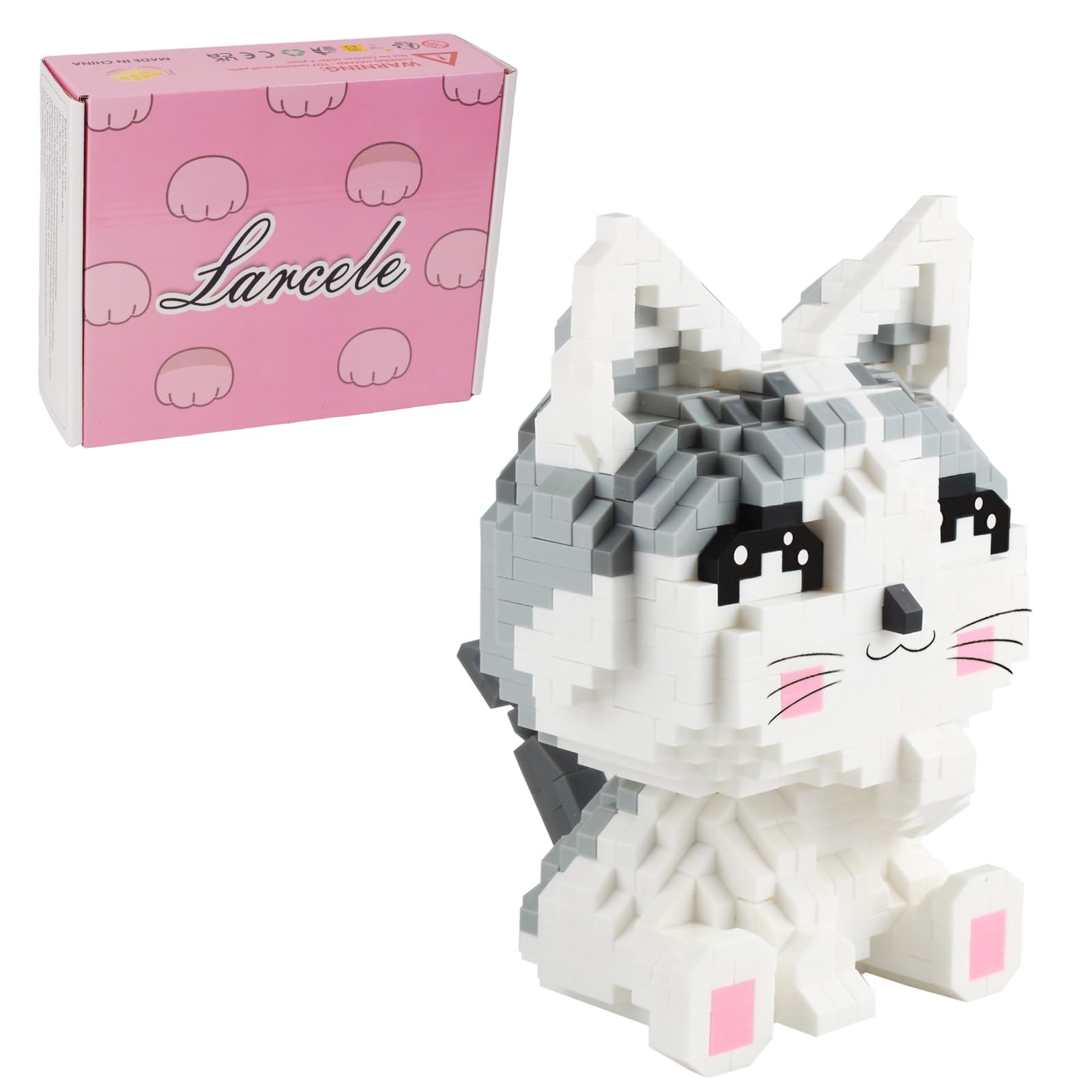 Larcele Micro Cat Building Blocks Set Pet Mini Building Toy Bricks Kit, 867 Pieces KLJM-02 (Model 2285)