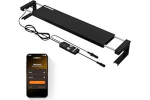 GLOWRIUM Saltwater Aquarium Light, Smart Reef Coral Fish Tank Light with Bluetooth + WiFi Dual Control App, DIY Spectrum, Brightness Adjustable, Anti-Drop, Real Time Water Temperature Sensor(48-60 in)