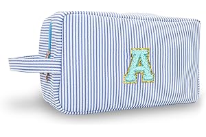 Koiernr Cute Cosmetic Bag, Personalized Initial Preppy Patch Makeup Bag, Cosmetic Travel Bag, Makeup Bag is for Mother, Wife, Friends Birthday, Valentine's Day, Mother's Day Christmas Gifts