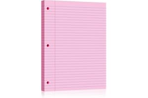 NICHELA Pink Loose Leaf Paper 100 Sheets 8" x 10.5" Filler Paper, College Ruled 3-Hole Punched, Notebook Paper for 3-Ring Binders Notepad Writing Note Pads To-Do Lists for Office & School Supplies