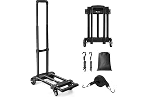KEDSUM Foldable Luggage Cart, 290lbs Dolly Cart with Wheels, Folding Hand Truck with Expandable Baseplate, Portable Luggage Dolly 4 Wheels for Travel, Moving, Office Use, Easy to Store