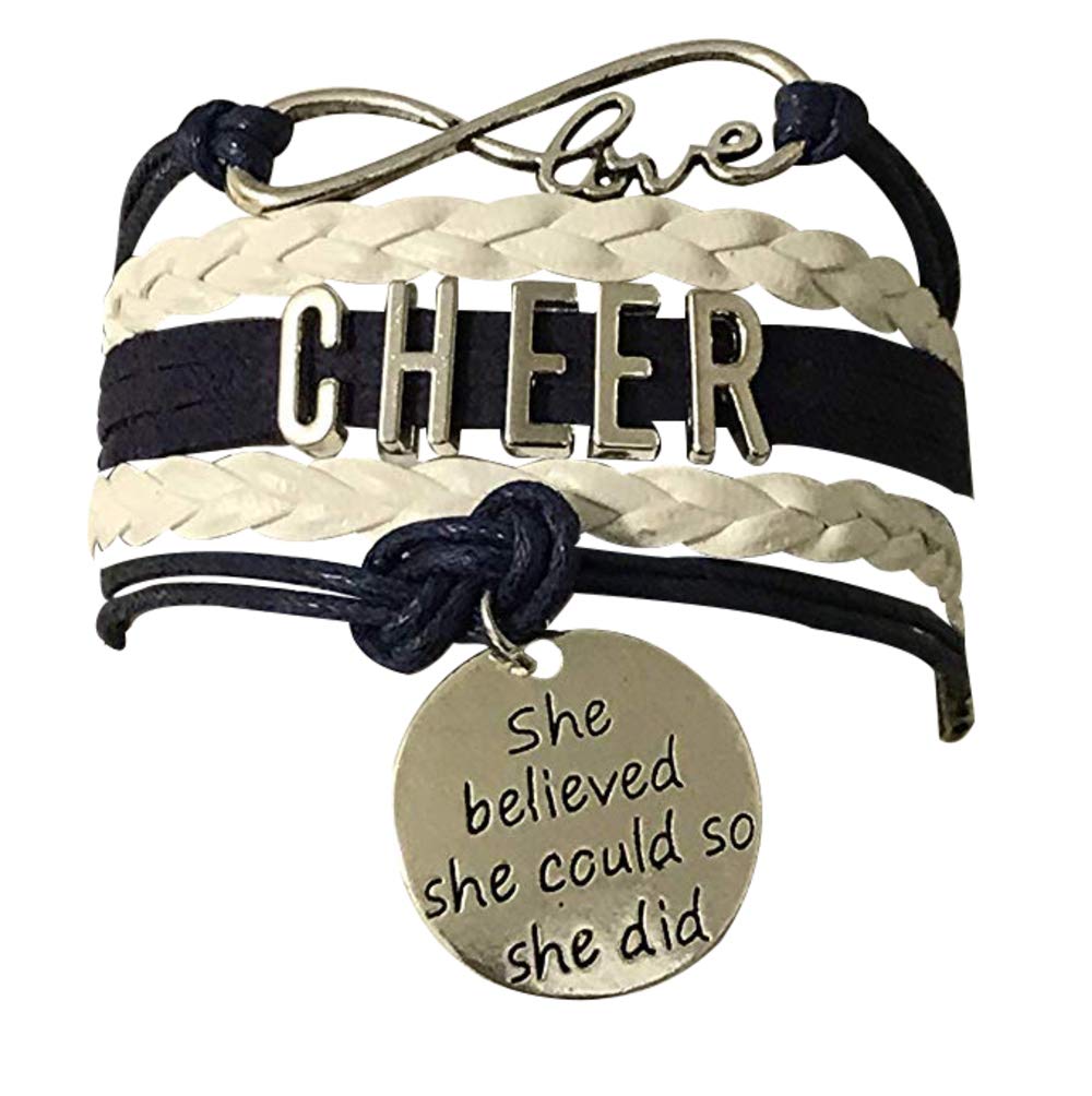 Sportybella Girls Cheerleading Bracelet Cheer Gifts Cheer Jewelry Cheer Bracelet Adjustable Cheer She Believed She Could Charm Bracelet Gift for Cheerleaders Cheer Teams Cheerleading Coaches