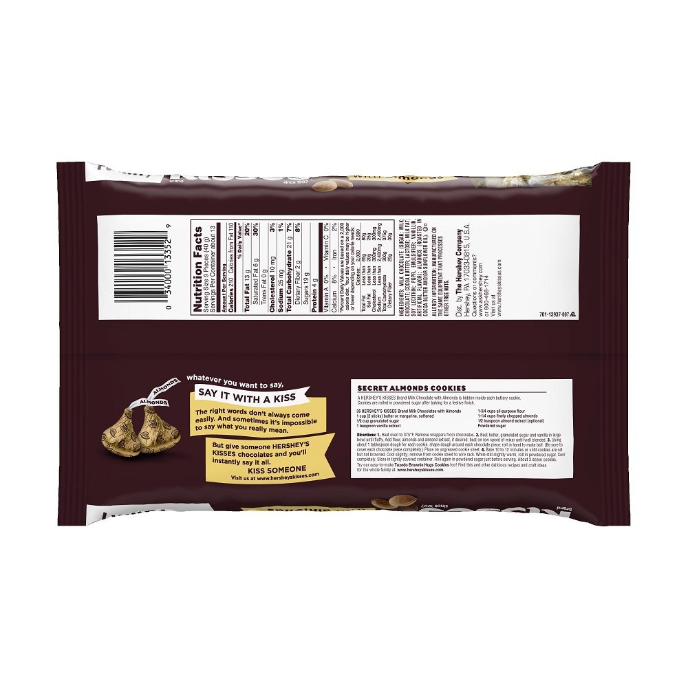 calories in hershey kiss with almond