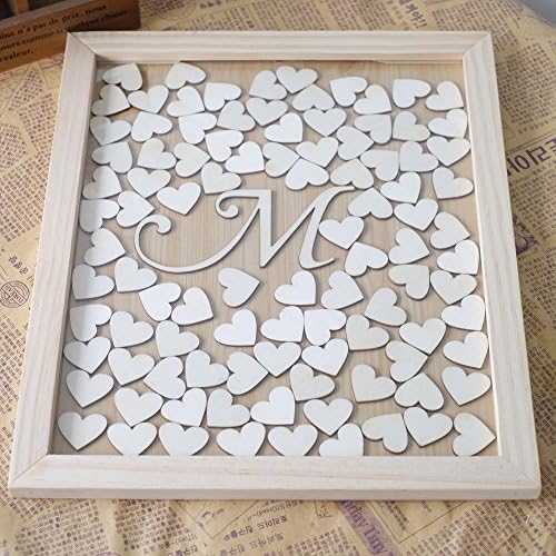 Personalized Initial Letter Rustic Wedding Guest Book Alternative Heart Drop Box Baby Shower Guest Book Wood