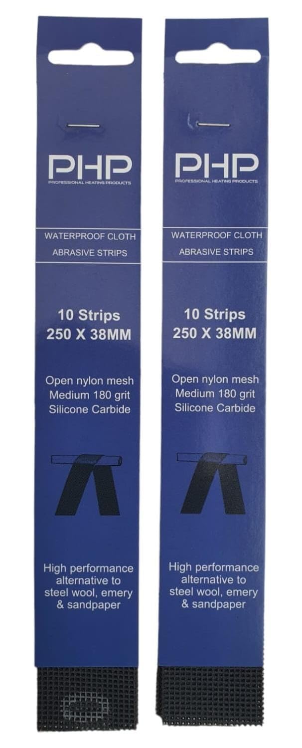 PHP Waterproof Abrasive Plumbers Cloth Strips (Pack of 10) 180 Grit For Copper