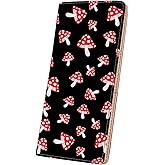 ANNAMISSI Wallets for Women RFID Wallet Cute Girls Ultra Slim Compact Clutch Long Credit Card Holder Floral Travel Wallet personalized Coin Pocket (Mushrooms)