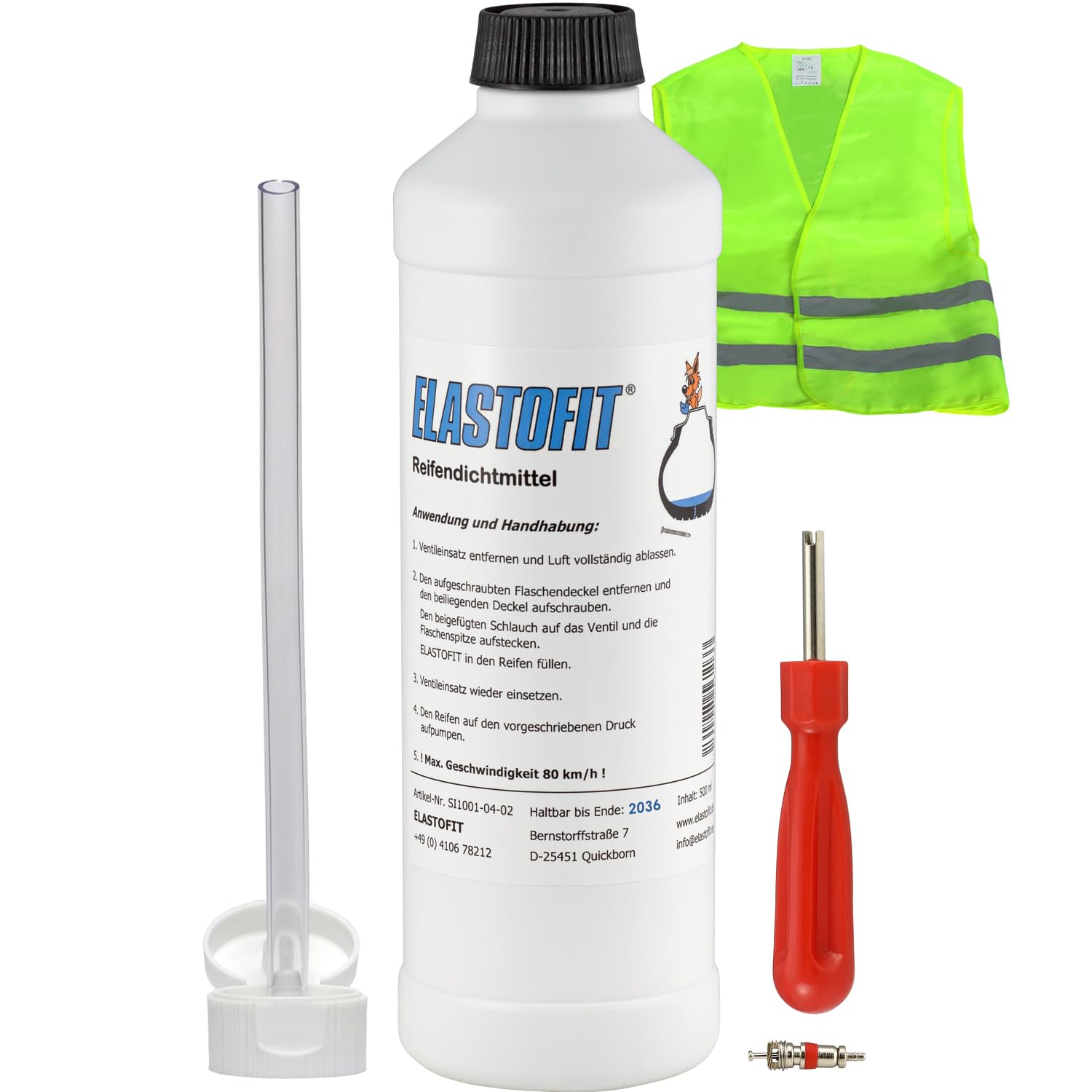 Elastofit Refill Pack Breakdown Set Tyre Sealant Bottle for All Cars 10 Years Shelf Life