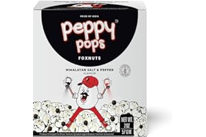 Peppy Pops Himalayan Salt & Pepper Foxnuts 2 oz (57 gm) – Crunchy Roasted Makhana Snack, Gluten-Free Vegan Indian Snack, Heal