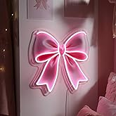 Glooglitter Pink Bow Neon Sign Bow LED Light 15.75'' x 15.75'' Cute Coquette Wall Decor for Girls Room Beauty Salon Party Bar Backdrop